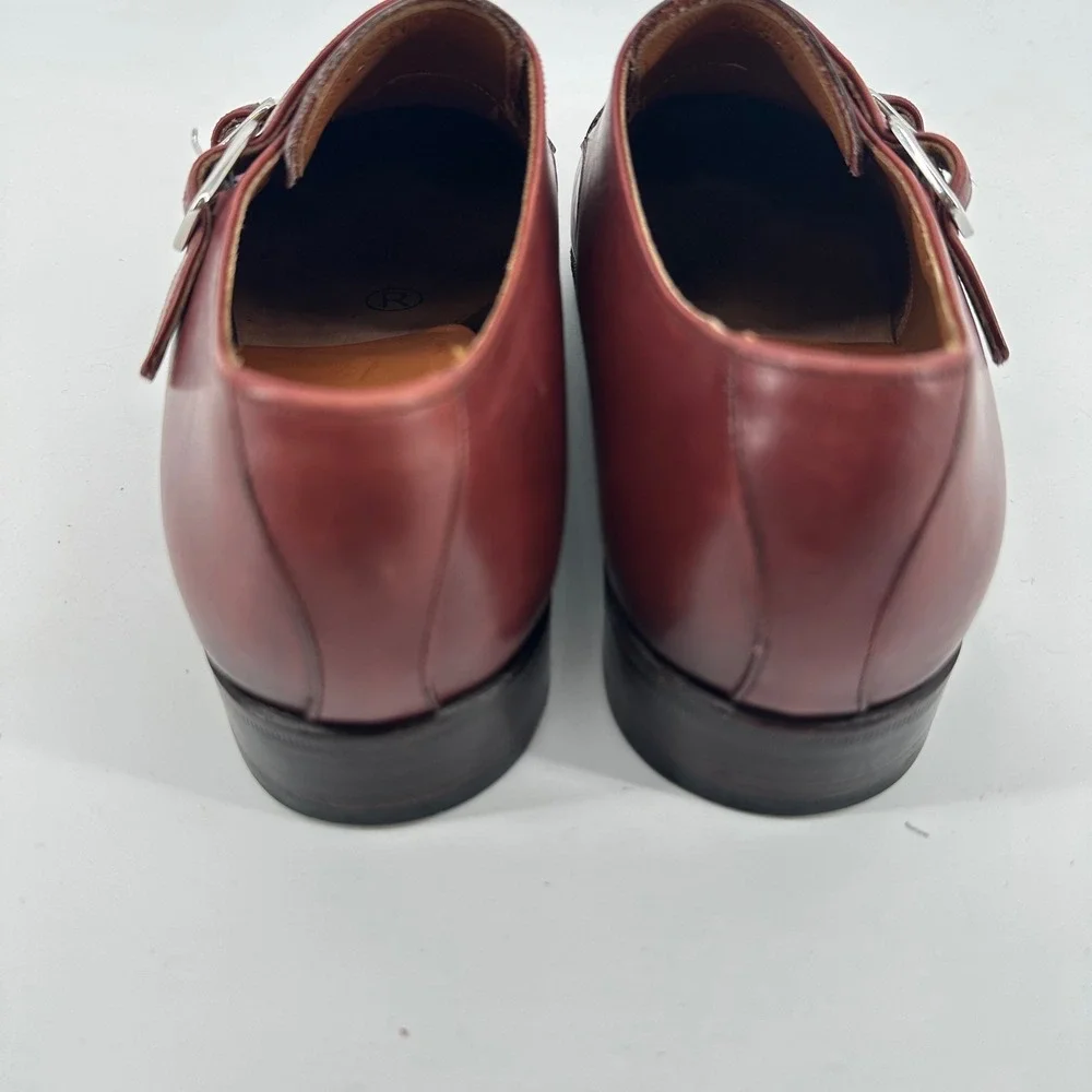 Meermin Double Monk Strap Shoes Mens UK6.5 US 7.5 Burgundy Leather Luxury Dapper